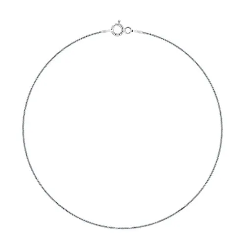 Planetys - Tobillera de Plata de Ley 925 Rodiada Cadena Malla Serpiente 1 mm de Ancho