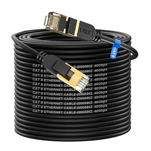 cat gruciso Cable Ethernet 60 metros Cat 8 Cable de Red Cable Lan 40Gbps 2000MHz con Conector RJ45 Cat 8, Compatible con Steam Deck PS5 PS4 Xbox X/S PC TV Box Router Servidor NAS