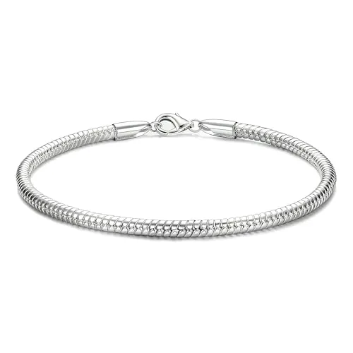 CASSIECA Pulsera Hombre Pulseras para Hombres Acero Inoxidable Apilable Pulseras Plata para Hombres Niños Cadena de Eslabones Pulseras 17CM Regalos para Papá Esposo Hijo
