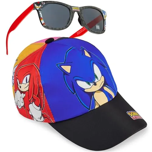 Sonic The Hedgehog Set Gorra y Gafas de Sol Niño 4-10 Años, Gorra Infantil Verano con UV400, Accesorios de Viaje, Regalo para Niños (Multi Sonic)