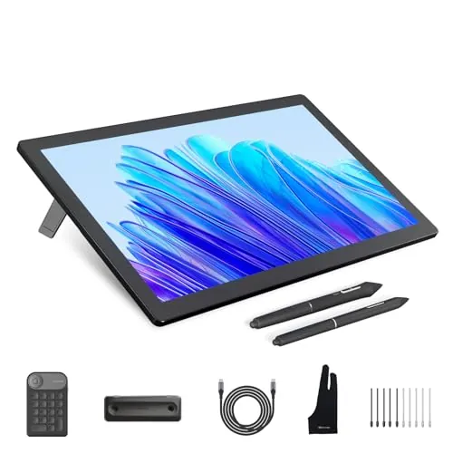 HUION Kamvas Pro 19 4K UHD Tableta Gráfica con Pantalla Táctil,Tableta de Dibujo de 18,4 Pulgadas con 1,07 mil Millones de Colores,Lápiz óptico PenTech 4.0,Presión de Lápiz 16384, Keydial Mini K20
