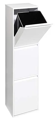 ARREGUI Basic CR301-B Cubo de Basura y Reciclaje de Acero de 3 Compartimentos | 3x17L (51L) | Cubos de Basura de Cocina | Contenedores de Reciclaje para Casa u Oficina | blanco