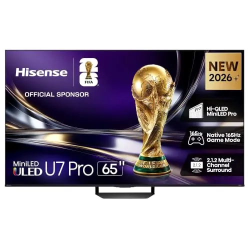 Hisense 65U7S Pro - MiniLED Smart TV 65 Pulgadas, Hi-QLED Modo Juego 165 Hz Nativos, Sonido Envolvente 2.1.2, Anti Reflection & Glare Free, IMAX Enhanced, Dolby Vision IQ, HDR 10+