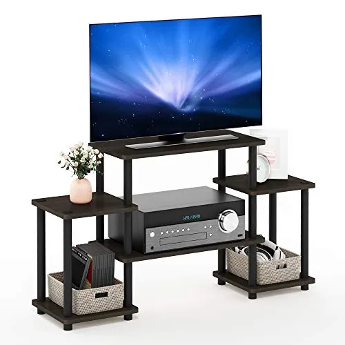 Furinno Turn-N-Tube Soporte De TV, Madera, Marrón Oscuro/Negro, Talla única