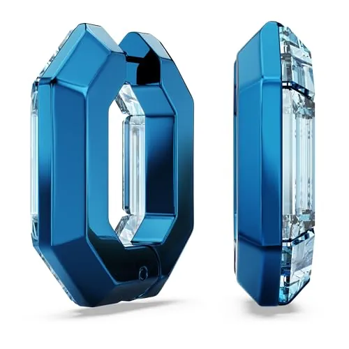 Swarovski Pendientes de aro Lucent, Forma octagonal, Pequeños, Azules