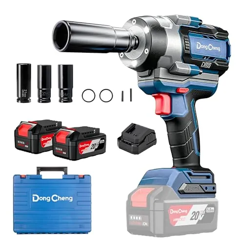 Dong Cheng Llave de impacto a batería, 1700 Nm, 2 bat 5Ah + cargador rápido