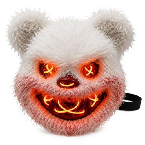 TK Gruppe Timo Klingler Máscara LED de Oso de Halloween – Controlable desde Purge, Cara Luminosa, para Halloween, Disfraz Elegante y Carnaval como Disfraz para Hombre y Mujer (Variedad de Colores)