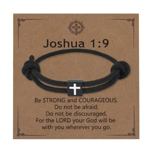 Mikovivi Canastas de Pascua, Pulsera Inspiradora con la Cruz de Josué 1:9 Pulsera Ajustable con la Cruz Regalos para Adolescentes de 8, 12, 13, 14, 15, 16 y 18 Años