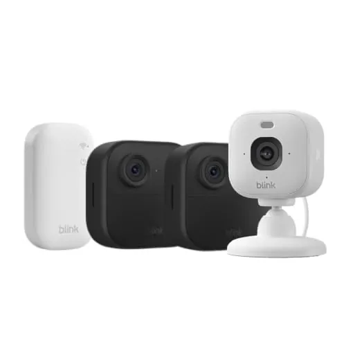 Blink Outdoor 4 Cámara + Blink Mini 2K+ Cámara (Blanco), Sync Module Core incluido