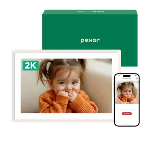 pexar Marco de Fotos Digital 2K (con Tecnología Lexar), Marco Digital Antirreflejo IPS de 11 Pulgadas y 32 GB con WiFi para el Hogar, Regalos, Uso Compartido de Fotos y Videos a Través de la App