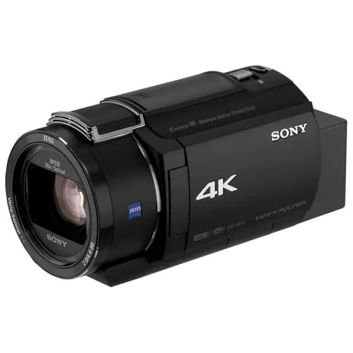Sony FDRAX43AB.CEE Handycam FDR-AX43 Videocámara, Pantalla de 3" giratoria, Grabación 4K Ultra HD, Lente Zeiss Vario-Sonnar 26.8 mm, Zoom óptico 20x, Balanced Optical SteadyShot, Selfies, Color Negro