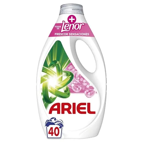 Ariel Detergente Lavadora Liquido, 40 Lavados, Jabon Frescor Sensaciones, Limpieza Mejorada en Ciclos Mas Frios con la Exclusiva Tecnologia de Limpieza en Frio, El embalaje puede variar