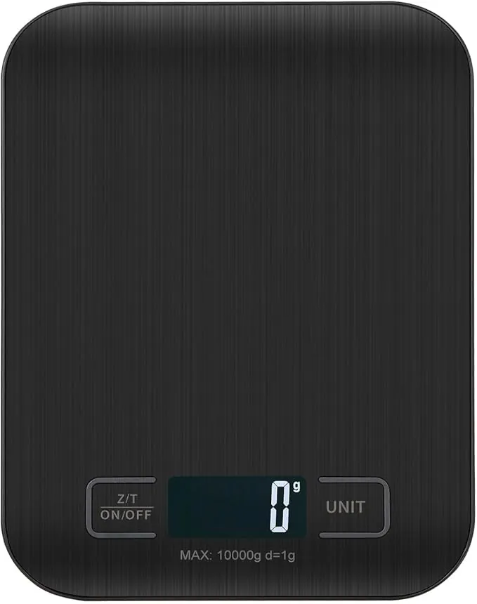 Báscula de Cocina Digita, Báscula Digital 10kg - MedicióN Precisa Hasta 1g, Estilizada Y Delgada Balanza Para Alimentos, Pantalla Lcd, FuncióN De Tara (Negro)