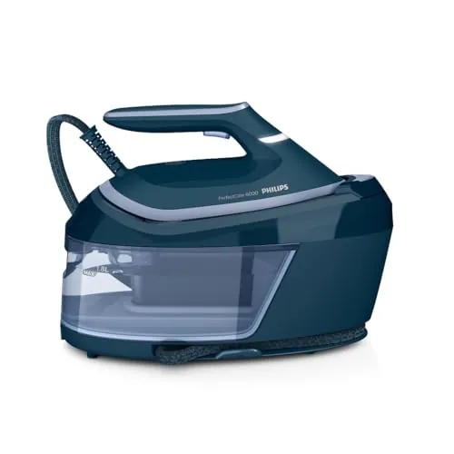 Philips PerfectCare Serie 6000 Centro de planchado, Vapor Potente, Garantía Sin Quemaduras, Diseño Compacto, Depósito de Agua Extraíble de 1.8L, Suela SteamGlide Plus (PSG6023/20)