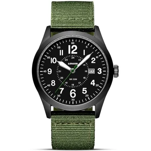 LN LENQIN Reloj Hombre Relojes Militares Analógicos De Cuarzo para Hombres Pulsera Impermeables Fecha Reloj Deportivo Táctico Militar Correa De Nailon