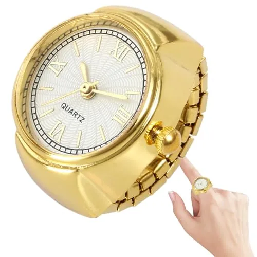 Genérico Anillo De Reloj De Dedo,Anillo De Reloj Hombres - Anillos de Reloj pequeños | Relojes creativos portátiles para Mujer, pequeño Accesorio de Moda para Hombres y Mujeres, Fecha de Fiesta