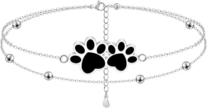 MANVEN Tobillera Mujer Tobillera Ajustable De Plata Con Pata De Perro Regalo Para Chica Para Dueño De Perro Cumpleaños Joyería De Acero Inoxidable 316l
