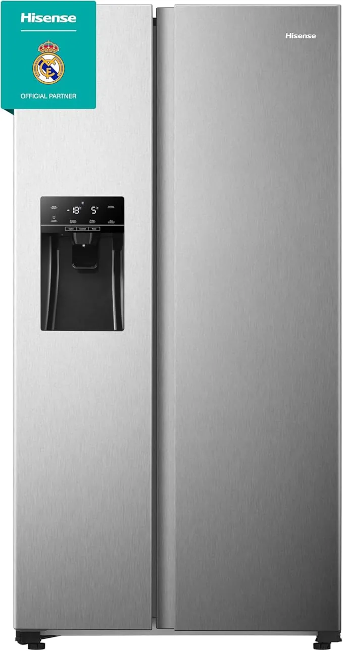 Hisense RS650N4AC2 Side by Side/Total No Frost/Inverter Motor/Hielo y Dispensador de agua/Zona de refrigeración 332 L/Zona de congelación 157 L/178 cm, Inox