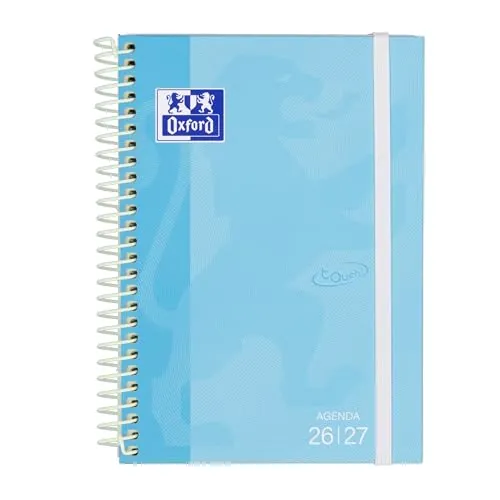 Oxford Touch, Agenda 2026 2027, Semana Vista, Tapa Extradura, A5 (15x21 cm), Español, Color Azul Pastel