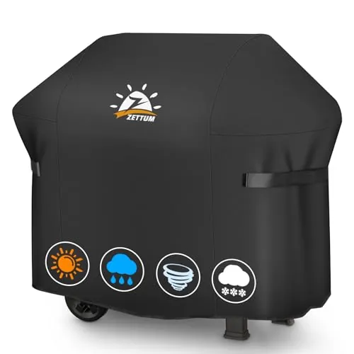 Zettum Funda para Barbacoa de 152 cm – 7107 para Weber Genesis 300 Series Resistente e Impermeable, Cubierta de Revestimiento de Poliuretano para Weber, Dyna-GLO, Nexgrill (152x66x111cm)