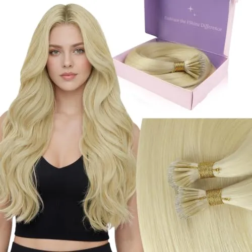 Fshine Extensiones de Pelo Nano Ring Rubio Platino 35 cm 50 g