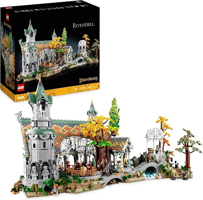 LEGO Icons EL SEÑOR DE LOS Anillos: RIVENDEL - Regalo por el Día del Padre - Maqueta para Construir de la Tierra Media - Gran Set con 15 Minifiguras Inc. Frodo, Bilbo, Gandalf y Legolas 10316