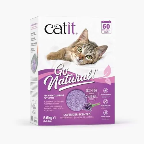 Arena para Gatos Aglomerante de Cascara de Guisante Go Natural, Lavanda