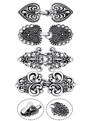4 Clips Vintage de Cárdigan Clips Retro de Capa Broche de Cárdigan Antiguo Broche de Suéter Celta Cierre de Camisa de Remolino para Chal Vestido Bufanda Mujer Chica (Plata, Estilo Lindo)