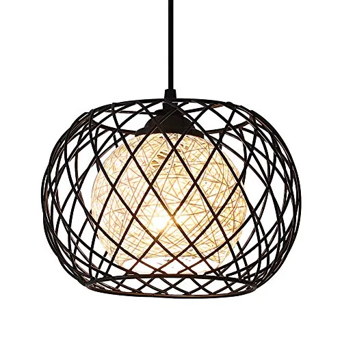 WOWEWA Lampara Techo Vintage,Lámparas de Techo Vintage,Negra,lndustriales Lámpara Colgante E27 para Dormitorio Cocina Comedor Salón Bar Pasillo Restaurante