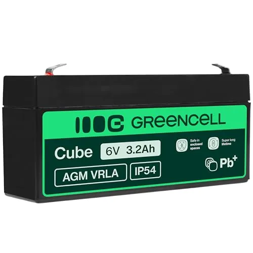Green Cell AGM 6V 3,2Ah VRLA Batería de Plomo para Cajas y Balanzas | para Juguetes Infantiles, Cortacéspedes, Alarmas, Protección Contra Incendios, Cámaras de Vigilancia y Telecomunicaciones