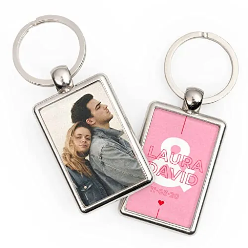 Wanapix | Llavero Personalizado con Fotos | Llavero con Foto para Hombre y Mujer | Personalización 2 Caras con Fotos o Nombres | para Regalar en Ocasión Especial
