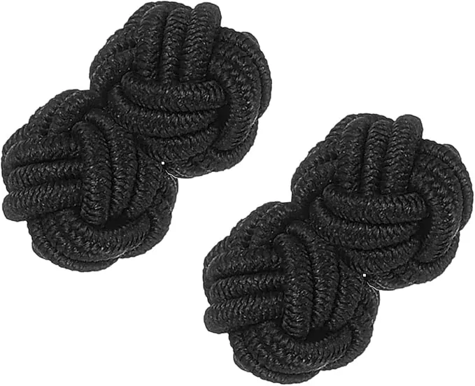 PATIKIL Gemelos De Nudo De Seda, Gemelos De Camisa De Tela Elástica, Accesorios De Vestir De Nudo Retorcido Para Hombres, Mujeres, Negocios, Regalo, Boda, Negro