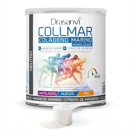 Drasanvi Colageno Marino Hidrolizado Puro con Magnesio y Vitamina C | Colágeno para cartílagos, huesos y piel | Alta Absorción | 300g de polvo = 30 días| Sabor Neutro | COLLMAR
