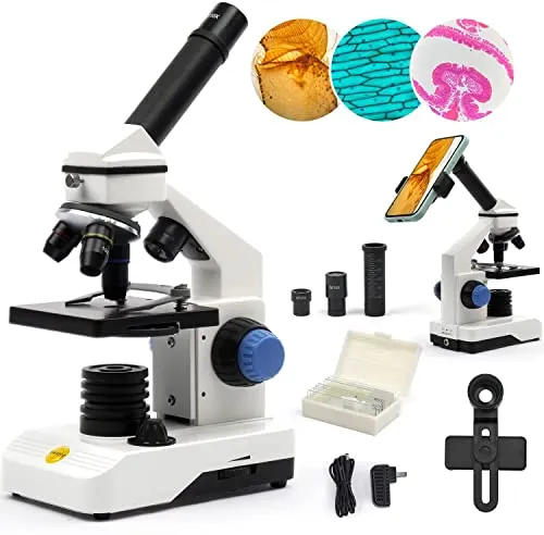 SWIFT Microscopio SS121 100X-2000X para niños estudiantes adultos, con adaptador de teléfono, microscopios potentes para laboratorio escolar, educación de investigación científica biológica