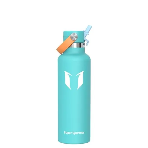 Super Sparrow Botella Agua Acero Inoxidable - Botellas Termica 750ml - Sin BPA - Termo Cantimplora con Pajita Vacío, para Deporte, Viaje, Escuela, Exterior, Oficina, Gimnasio