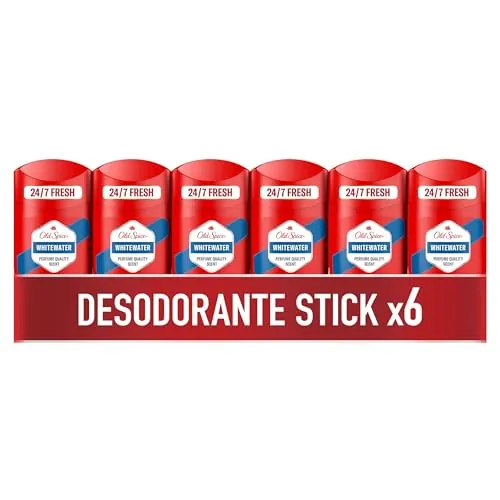 Old Spice Whitewater Desodorante en Barra para Hombre Sin Aluminio, 6x50ml