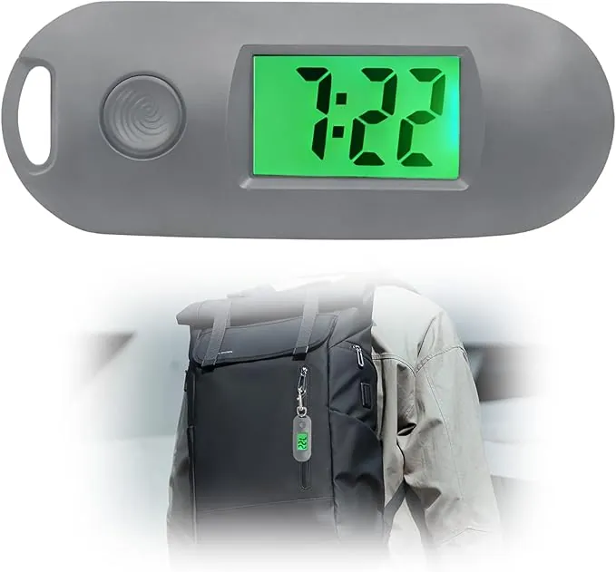 Reloj De Bolsillo Llavero Reloj Digital, Mini Reloj LED Portátil de ABS con Pantalla de Hora y Fecha, 12H, Color Gris, Ideal para Estudiantes, Enfermeras y Uso Diario