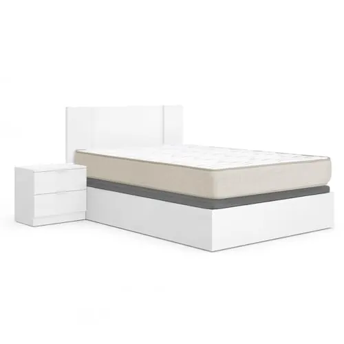 DEKIT - Pack Ahorro Dormitorio Canapé Nest con Cabezal Flow con 1 Colchón viscoelástico Nova 135 x 190 cm, Altura 20 cm