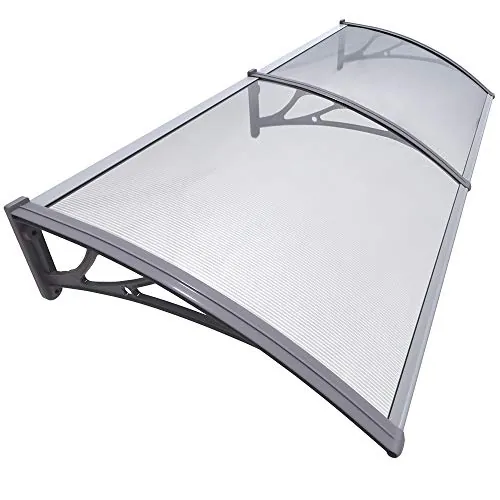 VOUNOT® Marquesinas Exterior para Puertas y Ventanas, 200 x 80 cm Tejadillo de Protección, Toldo Cubierta de Policarbonato en Jardín, Gris