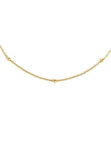 SINGULARU - Collar Dots. Colgante en Plata de Ley 925 con mini Bolitas a lo largo de la Cadena. Talla Unica. Baño de Oro de 18 Kt. Joyas para Mujer