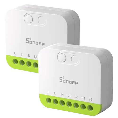 SONOFF Mini Duo - Interruptor inteligente Zigbee de 2 canales, Zigbee 3.0, carga total de 16 A, control remoto mediante concentrador Zigbee, requiere cable neutro, compatible con Alexa/Google (2