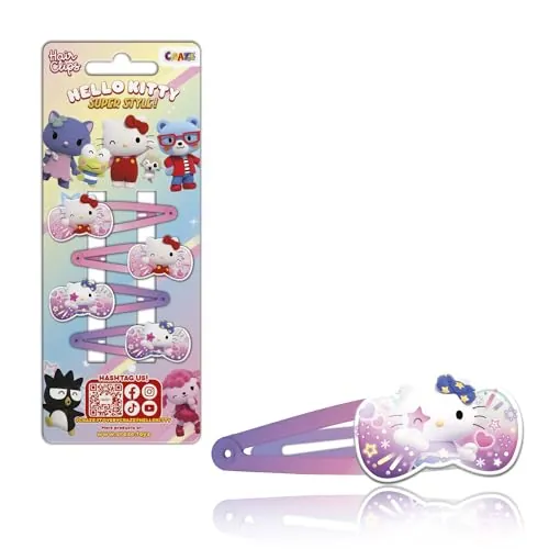 CRAZE - Hello Kitty Hair Clip, 4 Horquillas Para El Pelo Para Niñas De Hello Kitty, 2 diseños diferentes (2 unidades de cada)