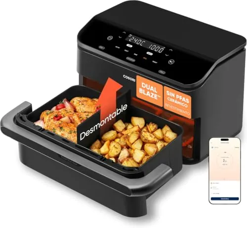 Cosori Freidora de Aire 10L Dual Blaze Twinfry, 5 en 1, Smart WiFi