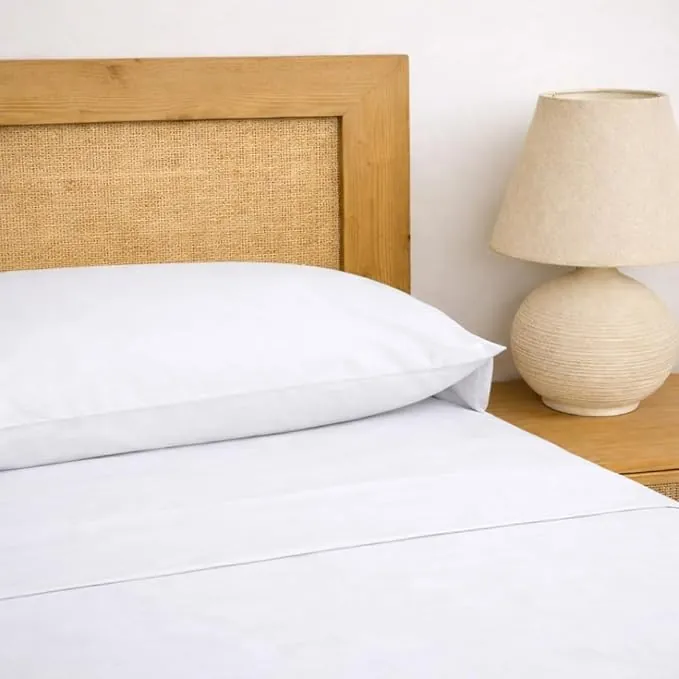 TRAMAS+ Sabanas 90x190 / 200cm 100% algodón, Suave y Traspirable, Juego de sábanas 3 Piezas, Sabana Bajera Ajustable, Encimera, 1 Fundas de Almohada 110x45cm, Certificado Oeko Tex- (Cama 90, Blanco)