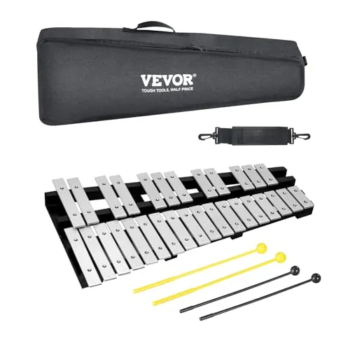 VEVOR Kit de Campana de Xilófono Glockenspiel de 30 Notas Instrumento de Percusión con Mazos, Baquetas y Bolsa de Transporte, Juego de Instrumentos de Percusión Profesional para Estudiantes, Adultos