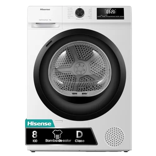 Hisense DHQE800BW2 - Secadora, Libre Instalación, 8Kg Fondo 55cm