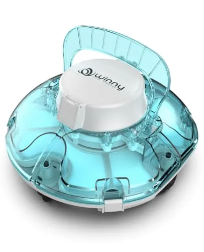 WINNY POOL CLEANER Winny 200 Limpiafondos Piscina, Inalámbrico Robot Limpiafondos Piscina, 75Min Autonomía, Piscinas Desmontables 60m², Doble Filtración,Estacionamiento Auto(Azul con Brillo Blanco)