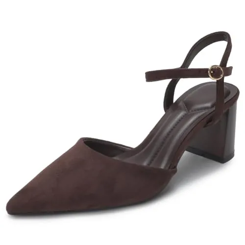 MISSCAI Zapatos Slingback Mujer Punta Fina Tacón Bloque 7,4 cm