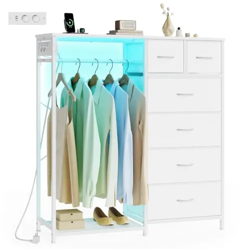 SONGMICS Comoda Dormitorio con 6 Cajones de Tela, 102,7 x 35 x 117,6 cm