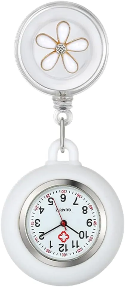 KARELLS Reloj de Enfermera Personalizado, Reloj de Bolsillo Enfermera Cuarzo, Reloj de Bolsillo Médico, de Silicona Estirable, Relojes de Doctor Resistente al Agua con Silicona